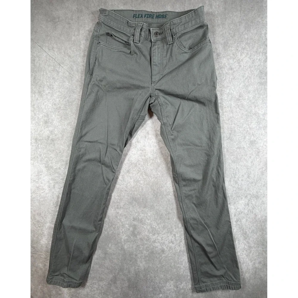 Duluth Trading Flex Fire Hose Mens 30x34 Work Pants Gray Cotton Canvas Slim Fit